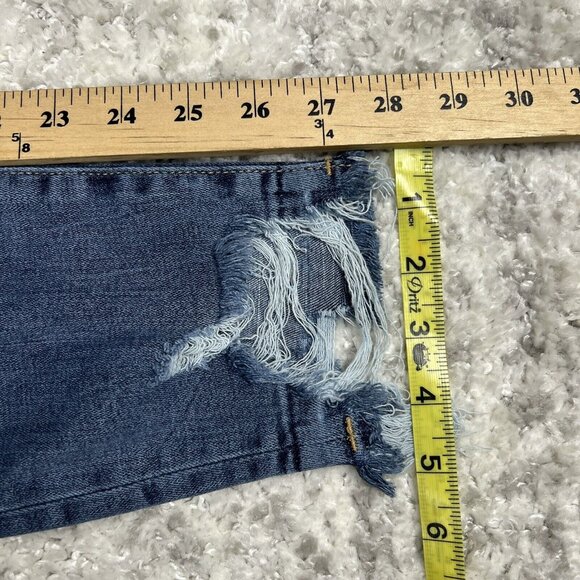 Good American Jeans 2/26 Good Waist Denim Blue Stretch Distressed Raw Hem Skinny - Picture 12 of 12